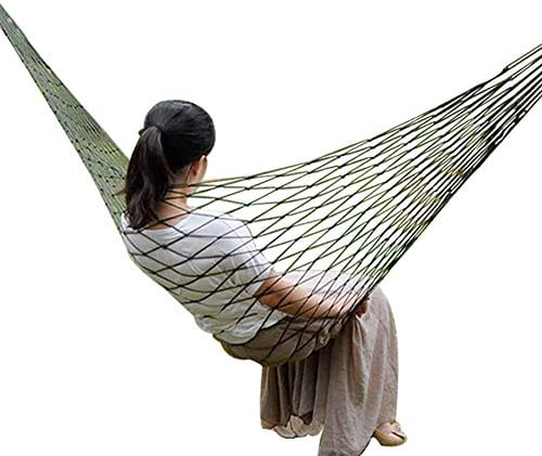 MAGT Hängematte, Nylonnetz Outdoor Hängematte Bequeme hängende Camping Hängematte Starke tragende Mesh Hängematte für Camping im Freien Grün