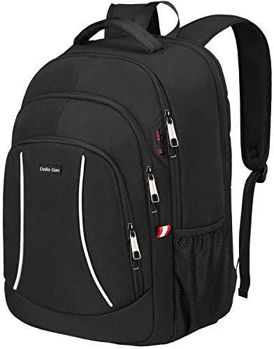 Laptop Backpack Men, 17 Inch Work Business Backpack Waterproof Backpack Bag Women's Daypack with USB Charging Port Backpack for Men Women Work Travel, Black