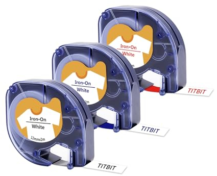 TITBIT 3 x Multicolor 18769 LetraTag Iron-On Fabric Labels Compatible with Dymo Letratag Name Label for Clothes, Replacement for Dymo Tape Iron on Label Maker LT-100H QX50 S0718850