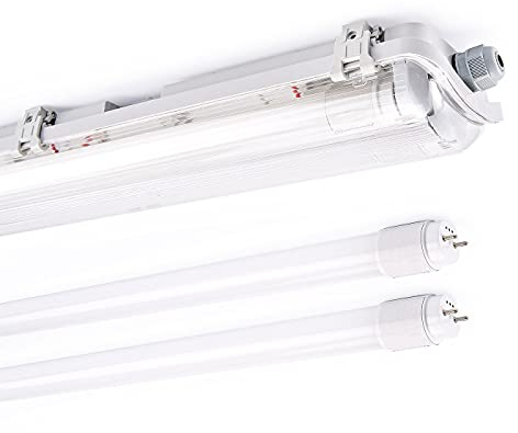 NCC-Licht LED Feuchtraumleuchte Eco Wannenleuchte 120cm 2 x 18W T8 Röhre 3600lm Neutralweiß 4000K IP65
