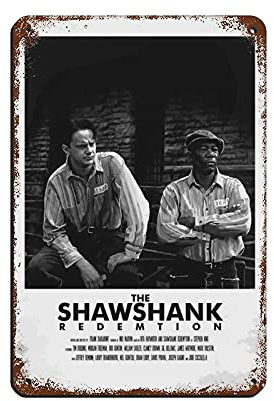 Retro Art Movie Series Black And White Poster The Shawshank Redemption Retro Poster Metall Blechschild Chic Art Retro Iron Painting Bar People Cave Family Garage Poster Wanddekoration 20,3 x 30,5 cm