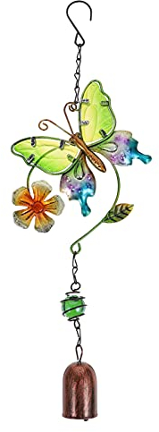 Cabilock Metall Schmetterlinge Wanddeko Schmetterlinge Windspiel Türglocke Wandglocke Gartenglocke Windglocke Inspirierende Wandkunst Hängend Wandskulptur für Garten Zäune Tür Wand Deko Gelb