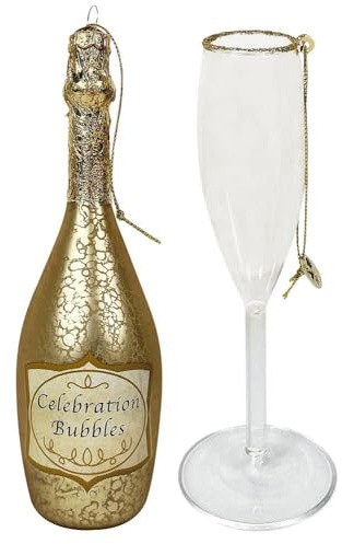 zeitzone Christbaumanhänger Sektglas Sektflasche Echtglas Christbaumschmuck Weihnachten