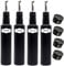 Ölflasche Essigflasche Spender Set - ideal für die Küche - 4x Edelstahl-Ausgießer 4x schwarzer Deckel