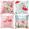4 Stück Flamingo Kissenbezüge 45 * 45 cm Dekorative Rosa Vogel Überwurf Kissenbezug Tropische Blätter Kopfkissenbezug für Sofa Couch Sommer Urlaub Wohnkultur