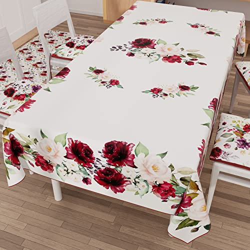 PETTI Artigiani Italiani - Tovaglia Antimacchia Rettangolare Copritavolo Cucina Disegno Floreale 07 X6 Posti (140x180 cm) 100% Made in Italy