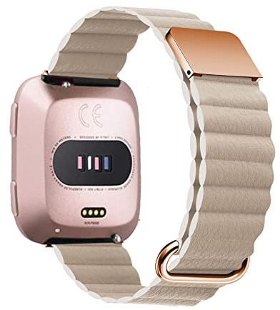 AireWiki Armband Kompatibel mit Fitbit Versa 3 /Sense/Fitbit Versa 2/Versa Lite Armband Leder Silikon Ersatz Magnetische Für Herren Damen Uhrenarmband