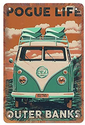 ZZZRSYR Letrero de metal divertido con texto en inglés Outer Banks Pogue Life, decoración de pared retro, regalo para hombre, cueva, casa, puerta, jardín, bares, cafeterías, oficina, tienda, club, 8