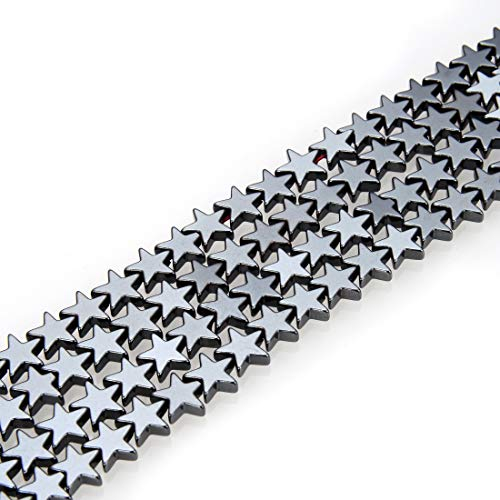 HAAMIIQII 90pcs 6mm Natürliche Schwarze Hämatit Lose Edelstein Perlen Sternform Abstandsstein Perlen für Schmuck Herstellung DIY Armband Halskette