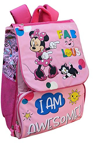 Zaino Estensibile Minnie Mouse, Disney, borsa, zaino scuola elementari, tempo libero, passeggio, 40 x 29 x 27 Cm, rosa - MIN0807