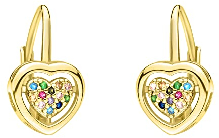 SOFIA MILANI - Damen Ohrringe 925 Silber - vergoldet/golden & mit Zirkonia Steinen - Herz Ohrhänger - E1756