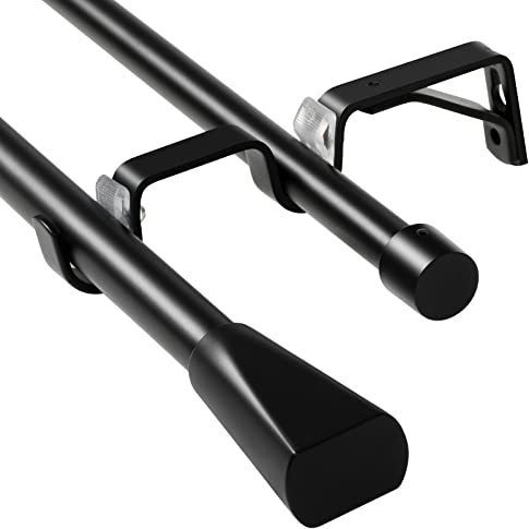 Eson Casa Bastone Tenda Doppia 120-210 cm Estensibile Diametro 16/19mm Set di Bastoni Tende Decorativi per Tende Occhielli Asta Finestra Regolabile per Soggiorno Nero
