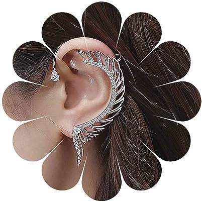 Yheakne Vintage Kristall Flügel Manschette Wickeln Ohrringe Silber Cz Engel Flügel Ohrringe Strass Crawler Kletterer Ohrringe Punk Wrap Crawler Ohrringe Schmuck Für Frauen Und Mädchen