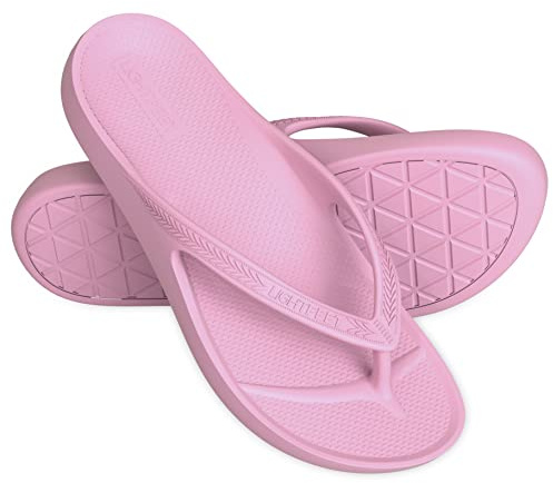 LightFeet Arch Support Flip Flops|Prevent Tired Aching Legs | Unisex | Soft Pink
