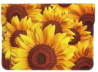 Yellow Sunflower Laptop Sleeve Bag Leather Waterproof Notebook Computer Case Laptop Bag for Women Men