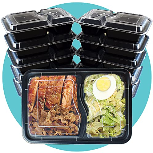 Triplast 20 x Meal Prep Containers (2 Compartment, 32oz) - Microwave, Freezer & Dishwasher Safe – BPA Free, Reusable, Leakproof & Stackable Food Storage Bento Lunch Boxes for Home, Office & School Use