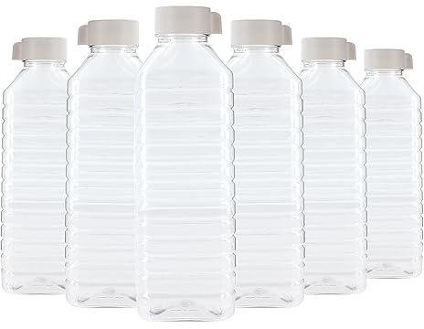 Plastic Water Bottles 6 Pack 900ml Reusable Juice Drink Bottles Fridge Door Storage Beverage Table Water Serving Bottle with Screw Cap Lid BPA Free for Outdoor Sports Gym Transparent (6PC- White)