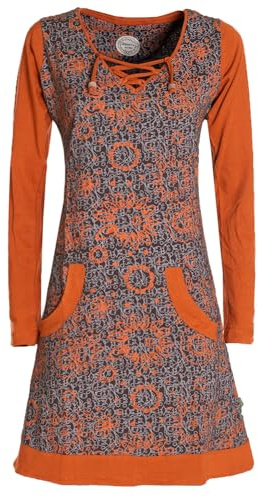 Vishes - Alternative Bekleidung - Damen Langarm Longshirt-Kleid Sweatkleid Shirt-Kleid Blumen