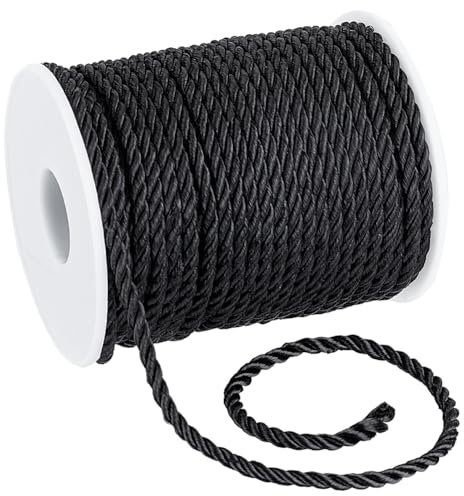 PH PandaHall Cordón trenzado de 3 mm, cuerda de poliéster negro de 30 m, para manualidades, decoración del hogar, decoración de interiores, envoltura de regalos, decoraciones de fiestas, decoraciones