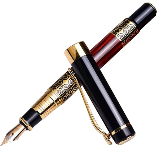 SKDFHOD Füller, Metall Füllfederhalter, Füllhalter mit Ergonomischem Griff & Schwarzer, Füllfederhalter mit Clip aus Metall Hochwertige Füllfederhalters, für Schule Geschäftsgeschenk, Tolles Geschenk