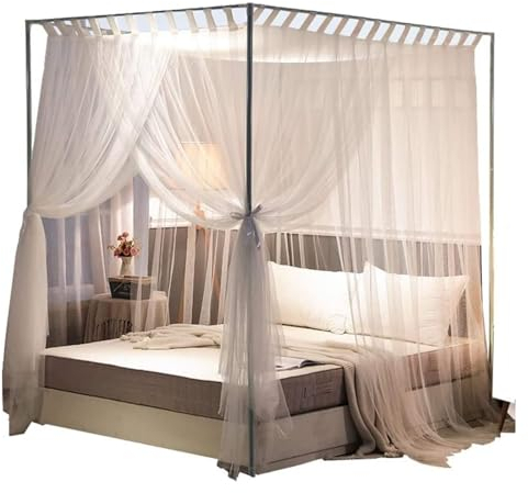 Yoeoefuo Moskitonetz Himmelbett Moskitorahmen 180x200cm 180x220cm 200x220cm Queen-Size Doppelbett Mückennetz Für Zuhause Betthimmel Edelstahl-Halterung Mückenzelt Metallständer (Size : 120x200cm)