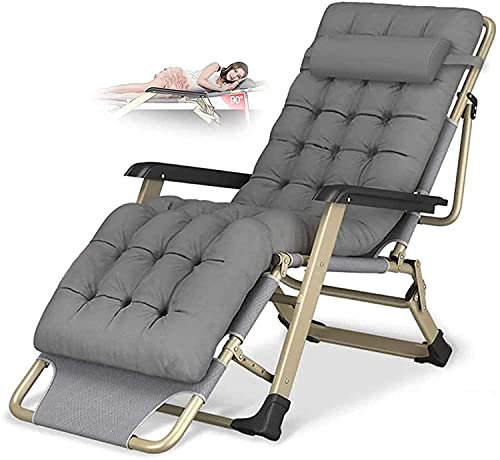Schwerelosigkeitsstuhl, Liegestuhl, zusammenklappbar, Schwerelosigkeits-Sonnenliegen, Bett, Liegestuhl, Loungesessel, Übergröße XL, Liegestühle, Baumwollkissen für Garten, Outdoor-Stuhl, bel