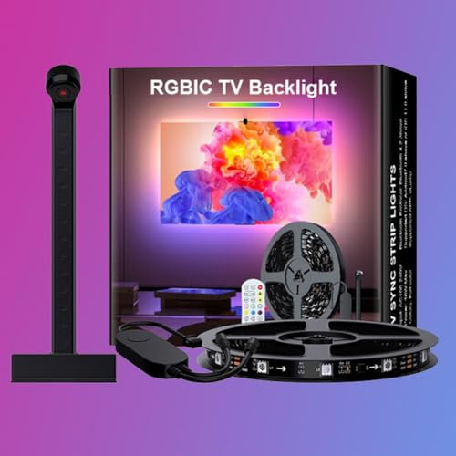 Led Strip Lights With Remote Cuttable Led Light Strip Built-in Microphone Color Picker With Smart Camera Accurately Captures Screen Colors Music Synchronized Lights Long Service Life(55-70in)