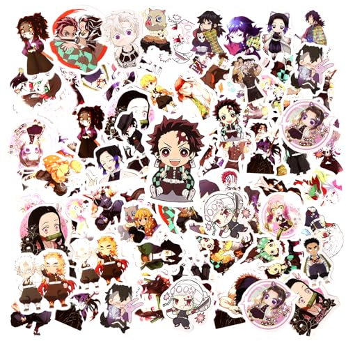 60 Stück Demon Sticker Kinder, Anime Sticker Kawaii Sticker, Wasserfester Vinyl Aufkleber für Laptop Scrapbook Skateboard Motorrad