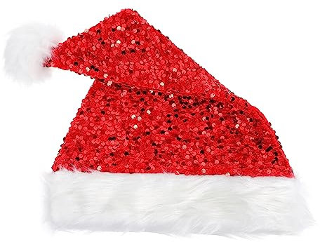 HOLIDYOYO üsch Weihnachtsmannmütze Mit Pailletten Für Rote Weihnachtsmütze Festlicher Kopfschmuck Für Weihnachtsfeiern Gemütlicher Santa Hut Ideal Als Für Die