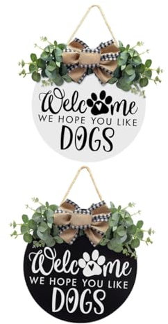KAILIKETIY 2piezas Letrero De Bienvenida Para Perros De Madera Cartel Decorativo Para Puerta Juego De Decoración De Entrada Para Animales
