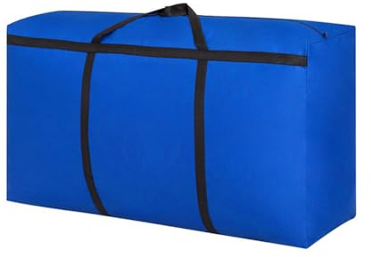 GreatRise Groß Aufbewahrungstasche Heavy-Duty Tragetasche Wasserdicht Reisen Umzugstaschen mit Reißverschlüssen Handgriff Belastbare Aufbewahrungsbox für Kleidung Bettdecken Umzug Camping Blau 125L