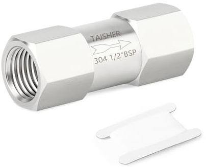 TAISHER 1 Stück 304 Edelstahl 1/2 BSP Innengewinde x 1/2BSP Innengewinde Rückschlagventil, Rückflussverhinderung, Rückschlagventile mit Rückschlagventil