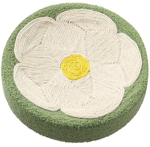 Tazón de rascador de Gato Redondo de 15 Pulgadas, Scratcher y salón de sisal de Flores 2 en 1 para Gatitos, Cama de Gato Linda y Juguete para rascarse