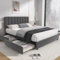 VECELO Polsterbett 160 x 200 cm Doppelbett mit Höhenverstellbarem Kopfteil, Stabiler Bettrahmen mit Lattenrost, Gepolstertes Bettgestell, Kein Boxspring erforderlich, Samt, Ohne Matratze