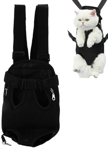 Zaino Pettorale Per Animali Domestici, Zaino Porta Cani Traspirante Portatile Per Animali Domestici Accessori Per Animali Domestici Per Escursionismo Bici da Viaggio Moto(L-nero)