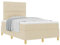 vidaXL Cremefarbenes Knopf-Gepolstertes Bettgestell mit verstellbaren Armlehnen, Stoff- und Holzbauweise, 120 x 200 cm, für drinnen, einfache Montage, ideal für Schlafzimmer, Elegantes Holz