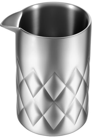 Ghshanog Cocktail Mixing Glass,304 Stainless Steel Martini Stirring Glass,540ML Cocktail Shaker,Double Wall Mixing Tin for Home Bars, Parties, Hosting Occasions(Grid Design)