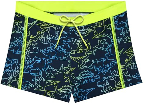 AYESY Short de Bain pour Garçon, Maillot de Bain Vintage Enfant, Boxer Shorts, Impression Séchage Rapide Plage Maillots de Bain de 6 à 14 Ans Garçon de 128-164 cm de Haut, Noir & Marine