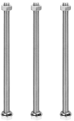 sourcing map M8 x 160 mm, 304 Edelstahl, Sechskantschrauben, Muttern, Flach- und Sicherungsscheiben, Sortimentsset, Vollgewinde, helle Oberfläche für Zuhause, Elektronik, Maschine, 3 Sets