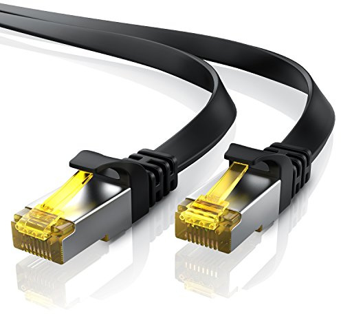 Primewire 5m Cable de Red Cat.7 Plano - Cable Ethernet -Gigabit LAN 10000 Mbit s -Cable de Conexión - Cable Plano- Cable de Instalación - Cable Cat 7 Apantallamiento U FTP PiMF con Conector RJ45