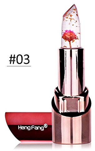 Jelly Lippenstift Mit Blume, Huihong HENGFANG 3 Farbe Schönheit Helle Kristall Jelly Lippenstift Magie Temperatur ändern Farbe Lippenstift (C)