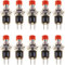 Oiyagai 10 Pezzi Interruttore a Pulsante Mini Micro PBS-110 PBS-105B 1A 250V AC SPST Momentaneo On/Off Tappo Rosso (Normalmente Chiuso)