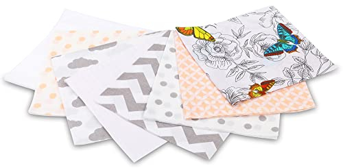 Baumwollstoff meterware 14 St. 20x40cm + 5 m Gummi + 14 St. Vlieseline - Stoffe zum Nähen Patchwork Stoff Paket Stoffreste nähstoffe Baumwolle Mehrfarbig C