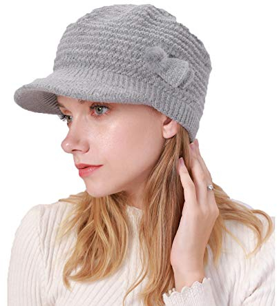 YAMEE Schirmmütze Damen Wintermütze Warm Baskenmütze Beanie Barett Kappe Winter Hüte Winter Fleece Innerhalb Gefütterte Mütze Damen