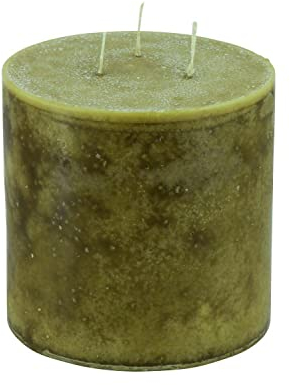 Hochwertige Mehrdochtkerze/Dreidochtkerze – Gefahrloses & Gleichmäßiges Abbrennen - Stumpenkerze (Oliv, Ø 15 cm/Höhe 15 cm)