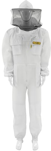LYSON Imkeranzug aus Mesh und Baumwolle Imkeroverall mit abnehmbarem Hut belüftet Imkerbekleidung, Imkerjacke mit Reißverschluss Grösse XXXXL