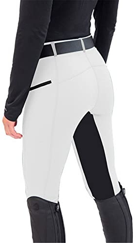 Ekrfxh Damen Reithose mit hoher Taille, C-weiß, M