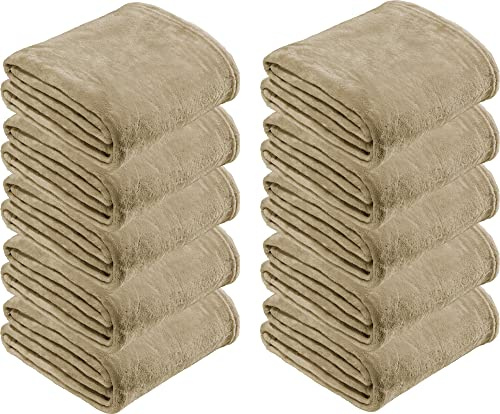 REDBEST Microfaserdecke Amarillo 10er-Pack, Fleece-Wohndecke, Sofadecke beige Größe 130x180 cm - kuscheliger Teddyfleece, pflegeleicht, waschbar