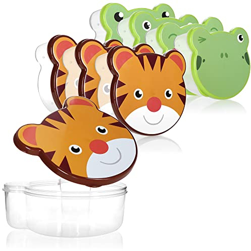 com-four® 8-teiliges Vorratsdosen Set aus Kunststoff - Frischhaltebox in 4 Größen - Vorratsdosen für Camping, Picknick, Schule und Kita - Aufbewahrungsbehälter (8 Stück - Tiger/Frosch)