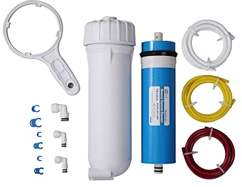 Huining 3012-400GPD Umkehrosmose-Membrangehäuse-Set mit 3/8 1/4 Schnellanschluss, Wasserleitung, Schraubenschlüssel, ganzes Set, kompatibel mit Wasserfiltersystem für den privaten Haushalt